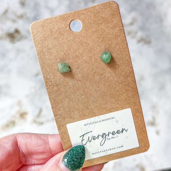 Green Aventurine Earrings | Cute Gemstone Studs | Small Crystal Studs | Aventurine Studs