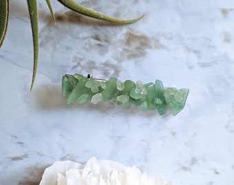 Aventurine Hair Clip | Crystal Alligator Clip | Green Aventurine Barrette for Hair | Crystal Hair Accesory