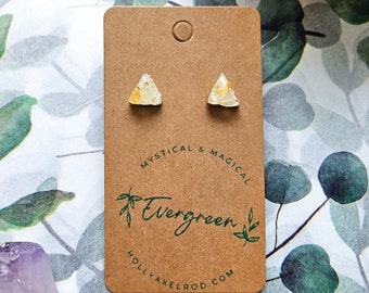 Citrine Triangle Earrings | Raw Crystal Earrings | Triangle Shaped Earrings