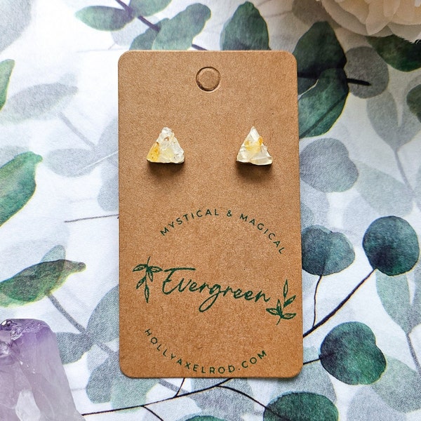 Citrine Triangle Earrings | Raw Crystal Earrings | Triangle Shaped Earrings