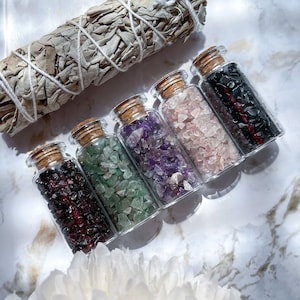 Crystal Chip Jar | Gemstone Chips |  10ml Crystal Chip Bottle