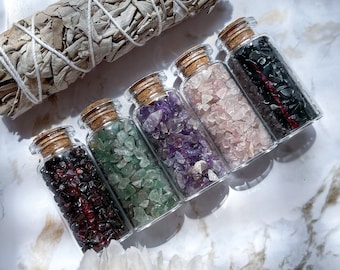 Crystal Chip Jar | Gemstone Chips |  10ml Crystal Chip Bottle