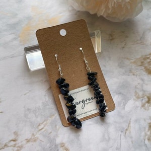 Black Obsidian Earrings | Stacked Obsidian Earrings |  Obsidian Crystal Earrings