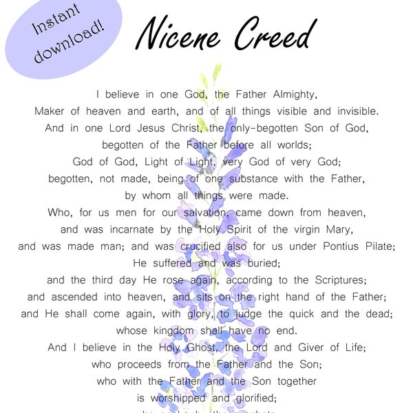 The Nicene Creed Printable Etsy