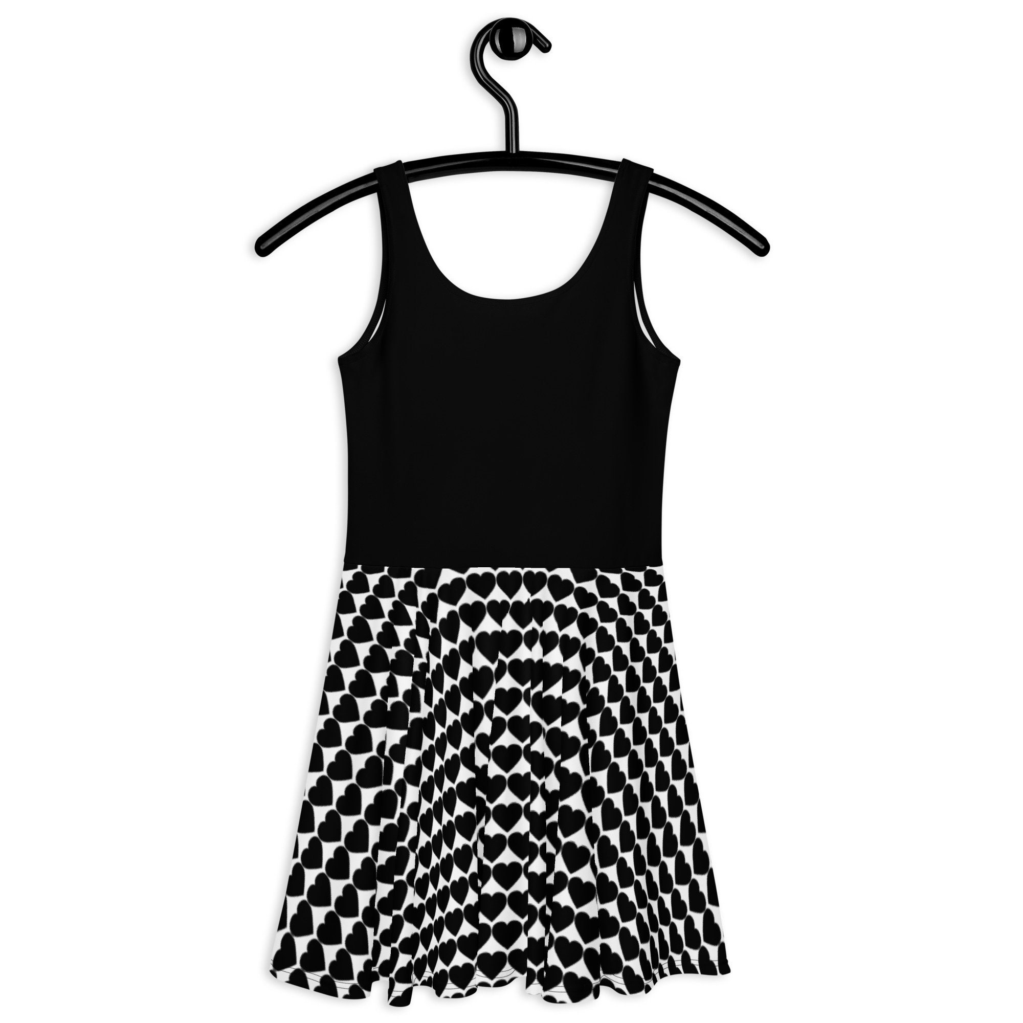 black and white heart dress Black Square Neck Puff Sleeve Mini Dress main image 1