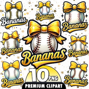Funny Bananas Coquette bow 10 PNG Files, bananas with Navy Blue Stroke And Black, Banana Lovers, Digital Download PNG Baseball Design.
