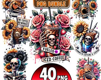 Iced Coffee Png Bundle, Skeleton Coffee Png Bundle, Coffee Lover png,Iced Coffee Design,Iced Coffee Clipart,Trendy Coffee,Funny Skeleton Png