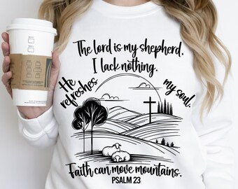 The Lord is my Shepherd Png, Easter Sublimation Png, lords prayer, png for Easter, Christian Artwork, bible christianity easter, bibleverser
