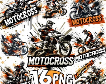 Motocross Clipart PNG Bundle, 16 Motorcycle Png Designs, Motorcycledesigns, Motorcycle Clip Art for Shirts, Off-road motorcycle clipart png
