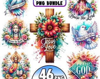 46 Floral Christian Png Bundle, Sublimation Design PNG, Religious Shirt Png, Bible Verse Png, Spirit Png, Motivational Quote Png