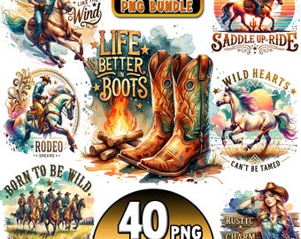 Cowboy Bundle PNG, Western PNG Bundle, Cowboy Sublimation Designs, Cowgirl PNG, Western Sublimation, Png Cliparts, Western Sublimation Png