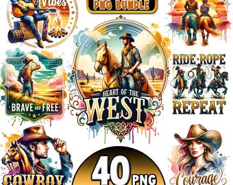 Cowboy Bundle PNG, Western PNG Bundle, Cowboy Sublimation Designs, Cowgirl PNG, Western Sublimation, Png Cliparts, Western Sublimation Png