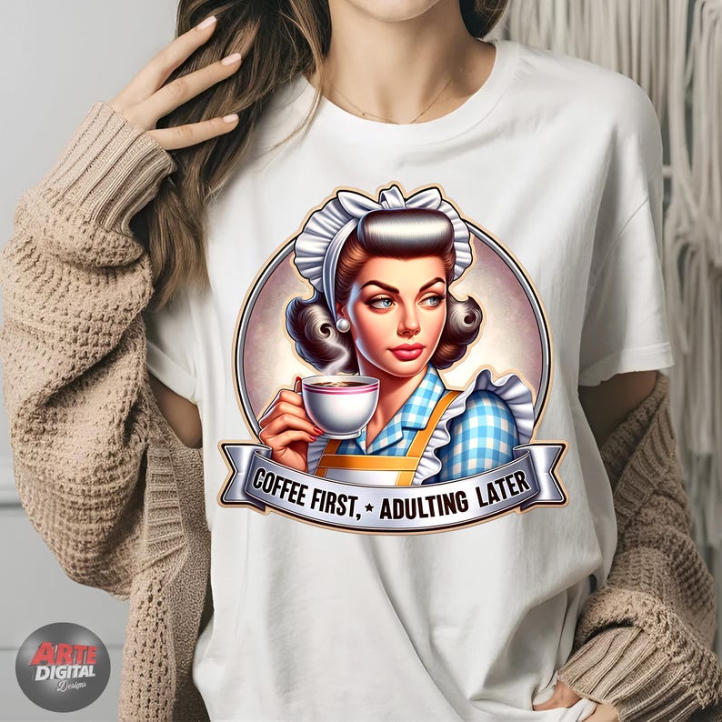 Retro Women Bundle of 21 PNG, Sarcastic Retro Housewife, 1950s housewife png, PNG Bundle, Sarcastic Retro women, Digital Download image 6