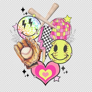 Retro softball png, softball smiley face png, softball sublimation design, softball vibes, retro game day softball, digital download