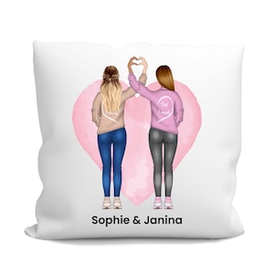 Kiwistar - Best Friends - Girlfriends Heart - 40 x 40 cm - design yourself - white - desired text - individually printed with pillow filling bf01