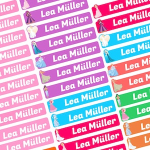 Namensaufkleber Set - Prinzessin - Einhorn - mit Wunschtext Name personalisiert Namensetiketten Jugendliche Firma Schule KITA N8-3