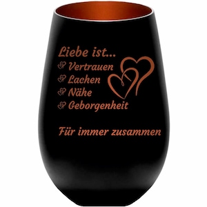 Teelichthalter Glas - Liebe ist für immer zusammen - Geschenk - Windlicht - Muttertag - Freund - Freundin - Verlobung Valentinstag 34
