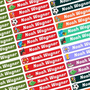 Namensaufkleber Set - Dinosaurier - Fussball - mit Wunschtext Name personalisiert Namensetiketten Jugendliche Firma Schule KITA N8-4