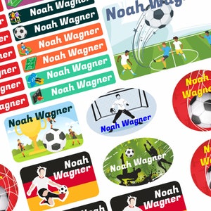 Namensaufkleber - Kinder - 75 Stück - Fussball mit Wunschtext Name personalisiert Namensetiketten - für Jugendliche Firma Schule KITA N7-4