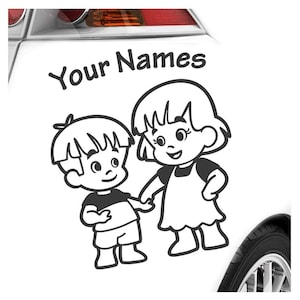 Baby sticker - siblings Young girls - individually personalized with desired text - for car, motorcycle, bicycle, tuning baf5-top