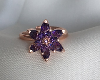 Lotus silver ring - Purple - perfect Christmas present
