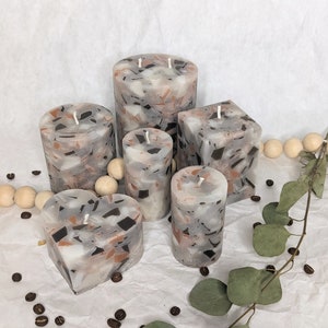 Coffee Scented Chunk Candle - Decorative Candle - Heart Shaped Candle - Square Pillar Candle - Table Centerpiece - Wedding Candle
