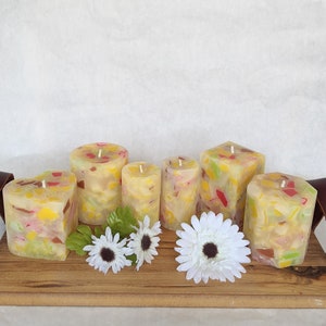 Creme Brulee Scented Candle - Spring Pillar Candle - Heart Shaped Chunky Candle - Decorative Square Candle - Mother&#39;s Day Gift- Cute Candle