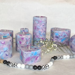 Lavender Scented Pillar Candle - Mother&#39;s Day Gift for Her - Spring Home Decor - Decorative Candle - Square Pillar Candle - Ball Candle -