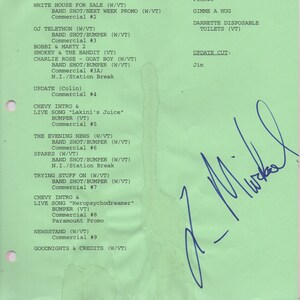 Resumen y bocetos de SNL Saturday Night Live, 1997, autografiados y firmados por Lorne Michaels