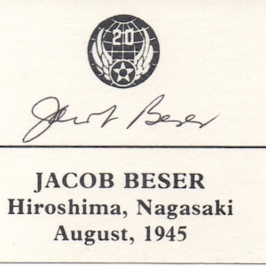 Jacob Beser autograph, Enola Gay crew signature
