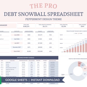 Debt Snowball Spreadsheet für Google Sheets, Debt Tracker, Debt Payoff Tracker, Kreditrückzahlungsrechner, Debt Finanz Dashboard