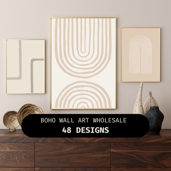 Boho Chic Gallery Collection 48 Art Prints Modern Dorm Decor, Geometric Abstract Wall Art Printable Home Decoration Instant Digital Download