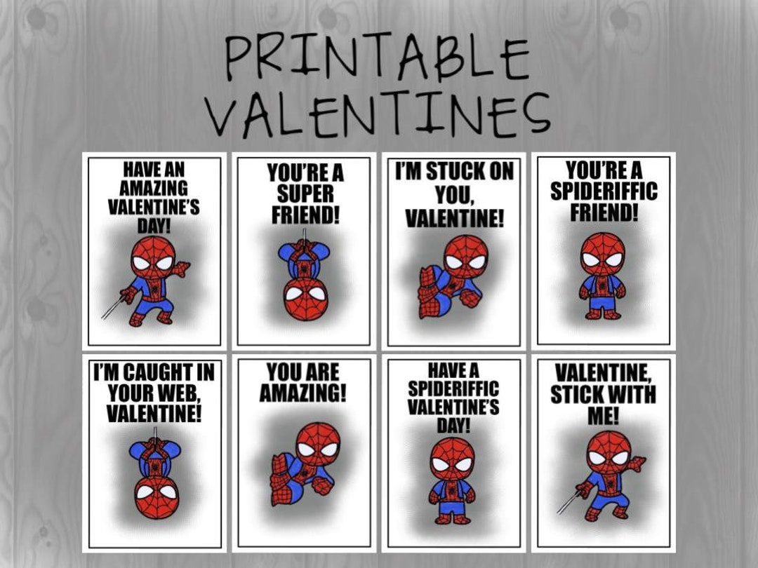 Printable Spiderman Valentine s Day Cards Etsy