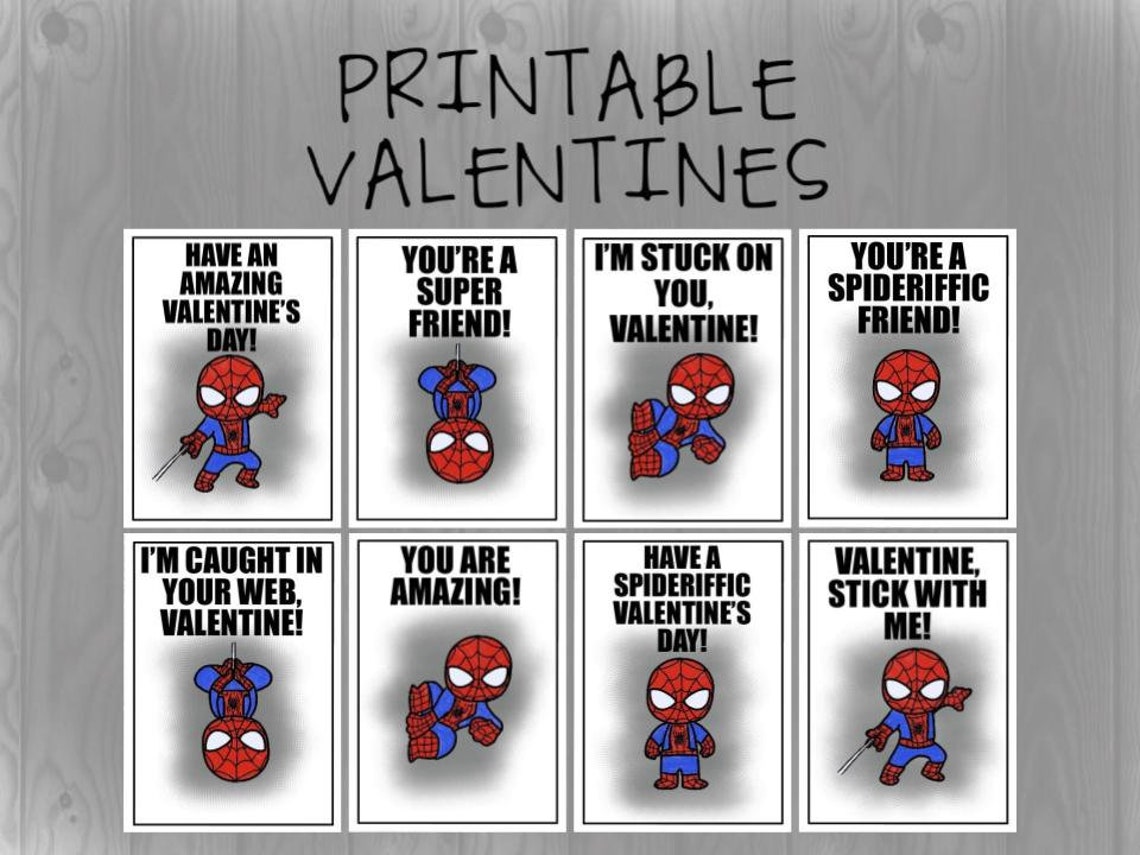Printable Spiderman Valentine's Day Cards - Etsy