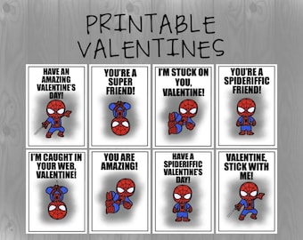 Printable Spiderman Valentine's Day Cards