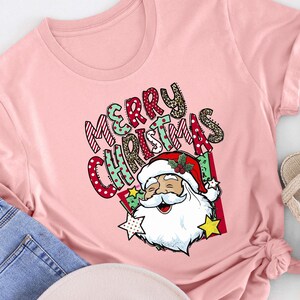 Retro Graphic Merry Christmas Santa T-shirt, Christmas Gift for Family, Merry Christmas T-shirt, Santa Smiling Shirt, Holiday Shirt