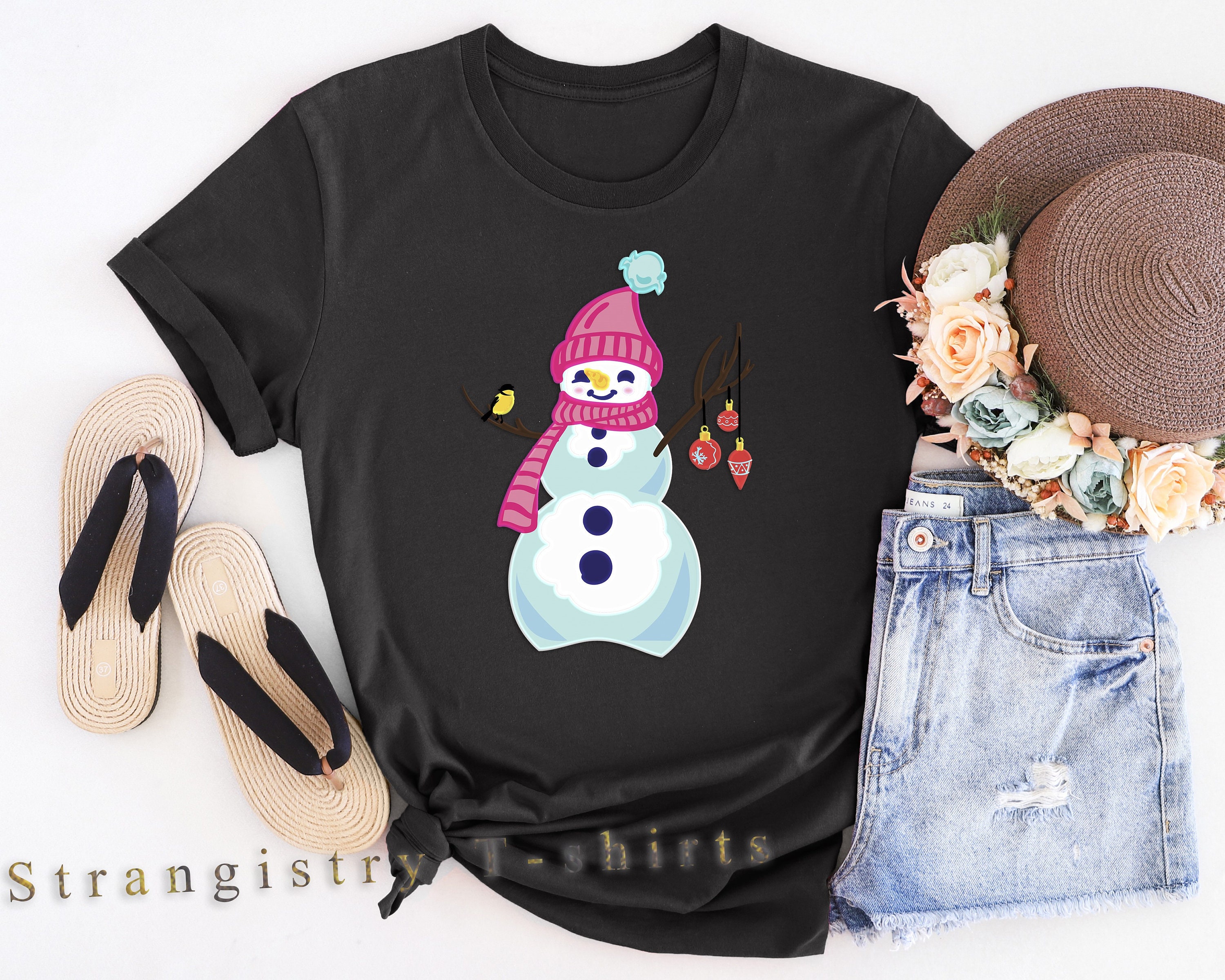 Funny Christmas T-shirt with Cute Snowman, Funny Christmas T-shirt, Christmas Shirt Gift for Family, Friends and Loved Ones. Happy Christmas