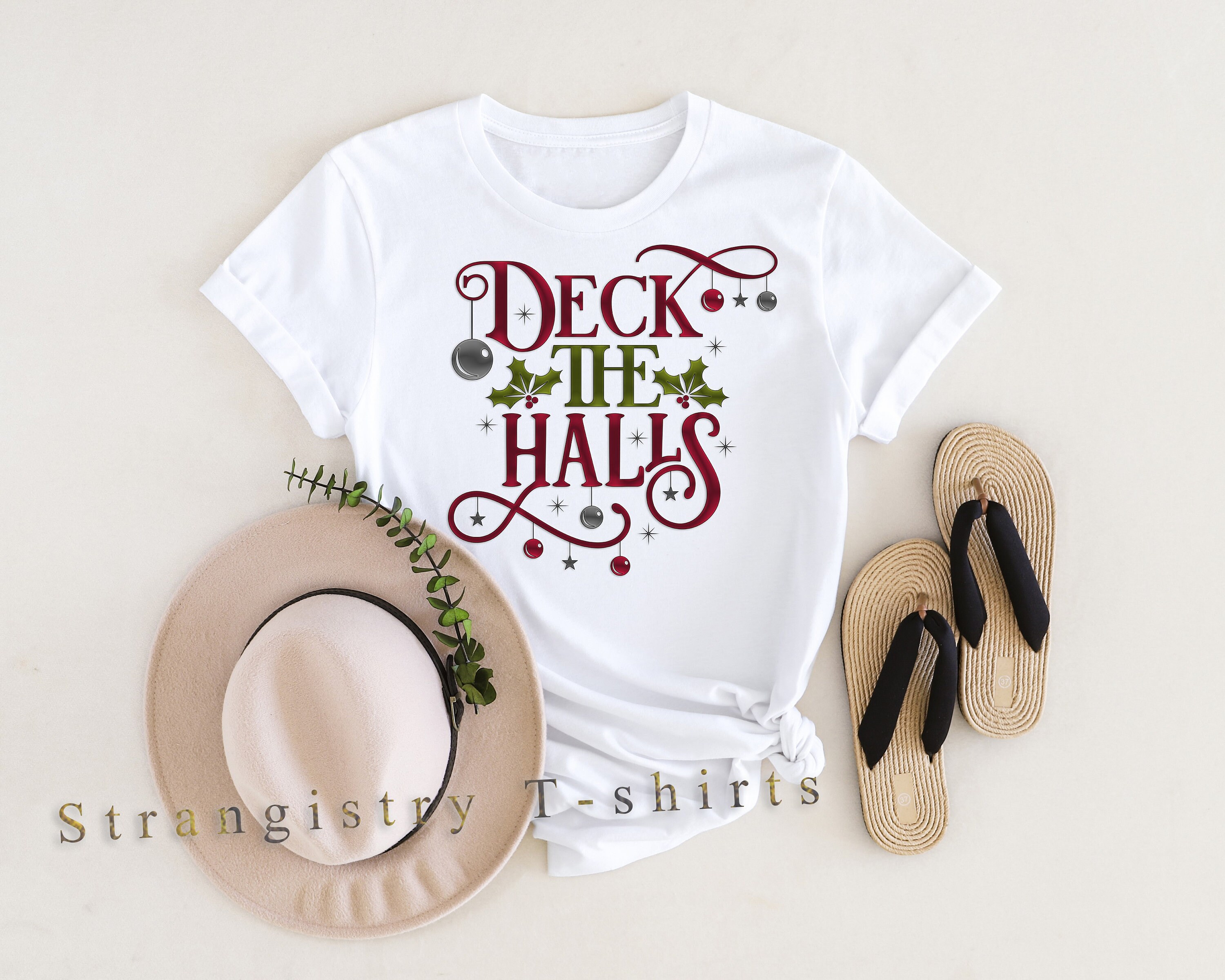 Christmas T-shirt with the Text of Deck the Halls, Christian T-shirt for Christmas, Christmas Gift for Family, Friends and Loved Ones.