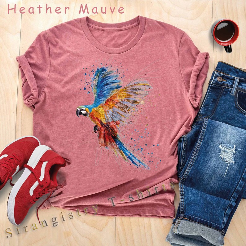 Parrot Tshirt. Parrot Lover Shirt. Watercolour Parrot Painting Shirt