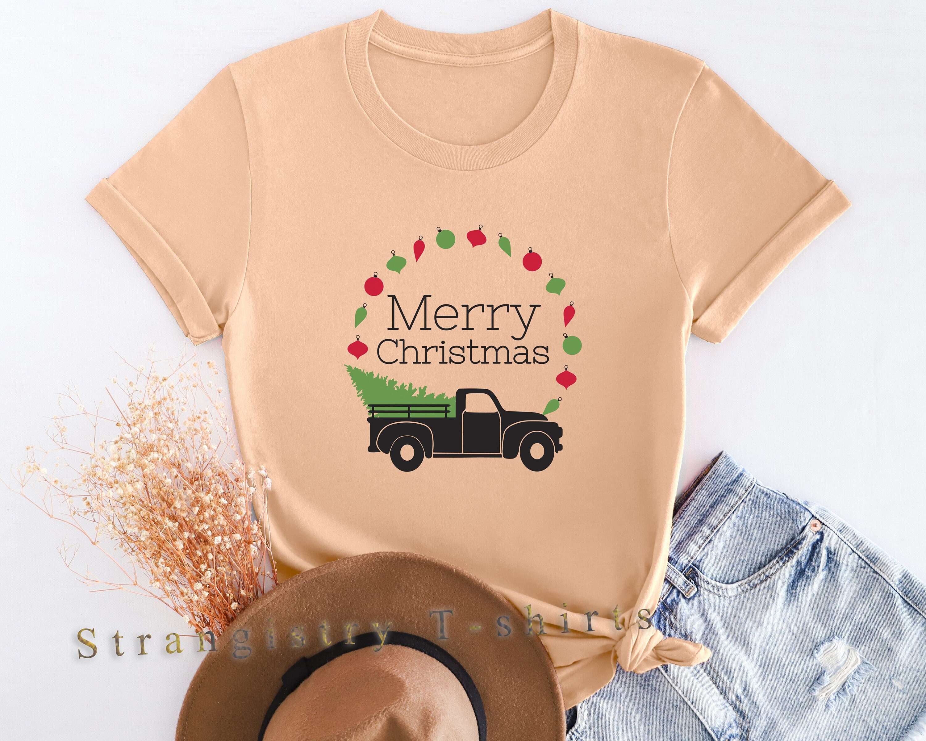 Christmas T-shirt, Christmas Truck Shirt, Christmas Tree Tee, Gift  For Christmas,  Merry Christmas Shirt,Women Holiday Shirt, Xmas Gifts