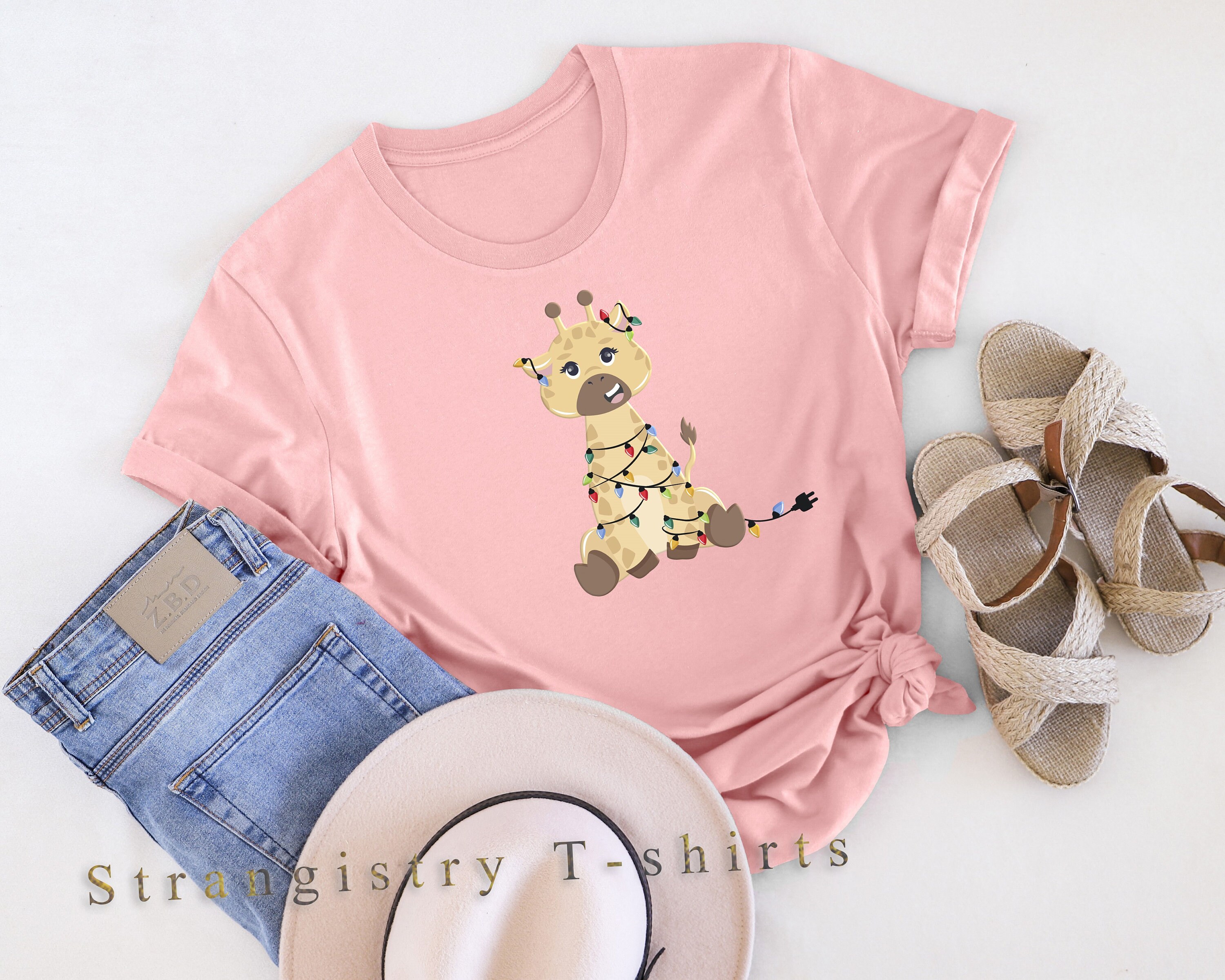 Funny Christmas T-shirt with Cute Baby Giraffe, Funny Christmas T-shirt for Babies, Christmas Shirt Gift for Family, Friends and Loved Ones.