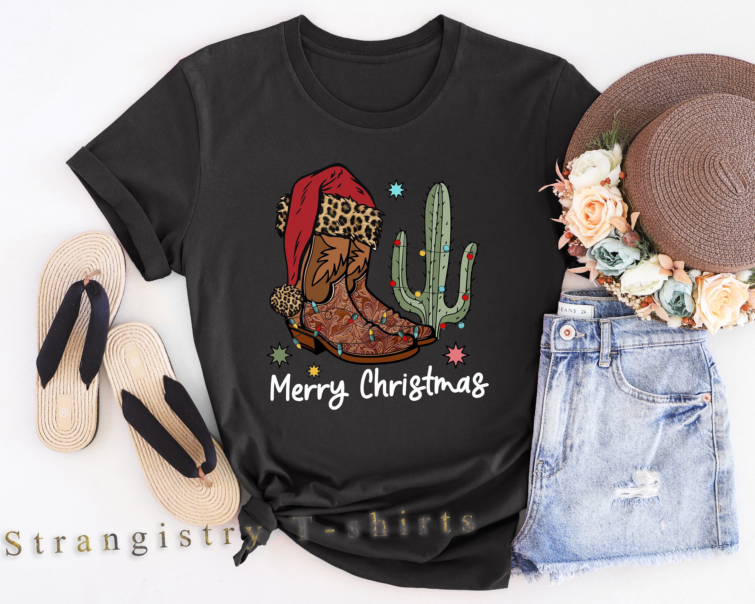 Retro Christmas Shirt, Christmas T-shirt, Merry Christmas T-shirt, Cowboy Christmas Shirt, Christmas Gift, Unisex Christmas Shirt