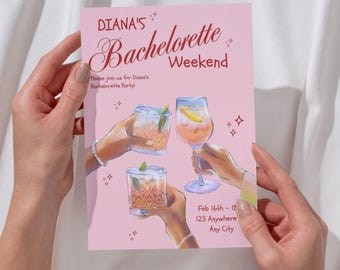 Editable Bachelorette Party Invitation | Girls Trip Digital Invite (Canva Template)