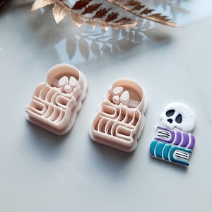 skull books Polymer Clay Cutter | skull Clay Cutter Set | Fall Clay Cutters | book clay cutters | Scary Cutter | Halloween Clay cutters