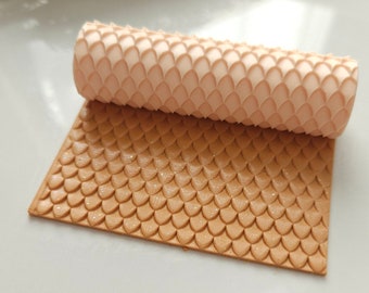 Dragon scales texture roller, fish scales pattern, mermaid scales texture roller pin, textures for polymer clay, mesh clay texture roller