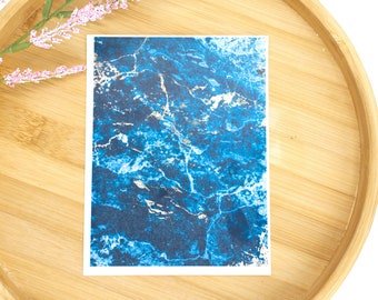 Blue Ocean water color transfer sheet for polymer clay. Water soluble transfer paper sheet | dark blue transfer sheets for clay