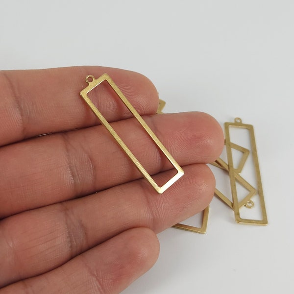 Rectangle Brass charms,  Rectangle pendant, brass connector rectangle, brass pendant, geometric earring brass shapes, brass findings