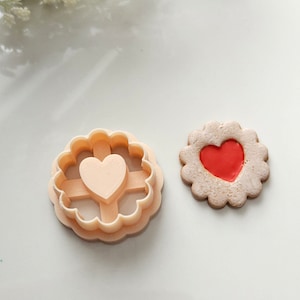 Jam cookie clay cutter, Valentine Heart Polymer clay Cutter, Valentines day polymer clay cutter, Jam cookie earring cutter, food clay cutter