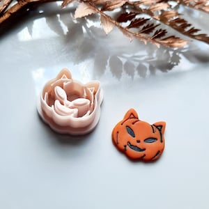 Cat Pumpkin Clay Cutters, Halloween Clay cutters, Fall Clay Cutters, Polymer Clay Cutters, cat clay cutter, jack o lantern clay cutter