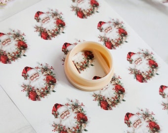 Christmas polymer clay transfer sheets, Santa Claus Polymer Clay Transfers 12 Patterns with optional matching cutter, winter image transfer